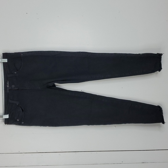 Kancan Super Skinny Jeans Mid Rise Zip Ankle Raw Hem Black Stretch Womens 25 - Picture 1 of 10